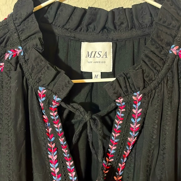 MISA Los Angeles Manuela mini cotton dress embroidered w long sleeves size‎ M - Picture 11 of 13